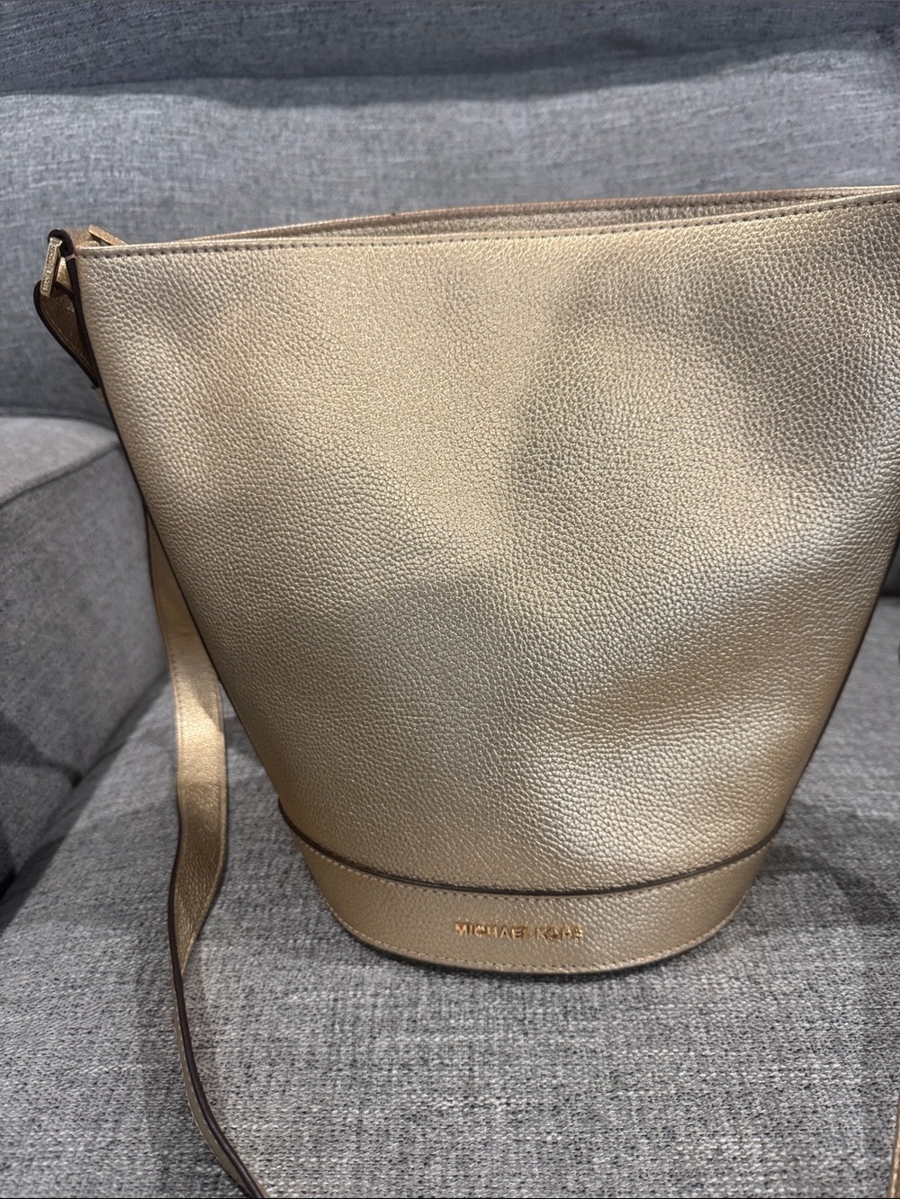 Michael Kors Metallic Gold Leather Bucket Shoulder Bag